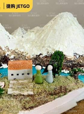 雪川河流主题微景观蛋糕装饰摆件温馨小屋甜品烘焙配件小房子配饰