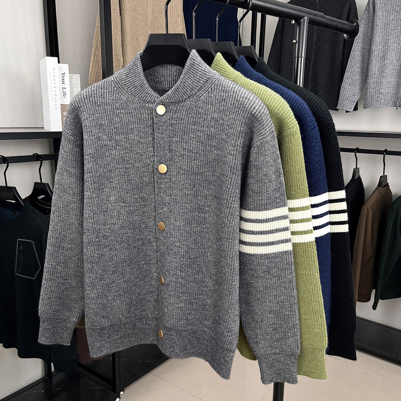 品牌棒球领毛衣外套男装秋冬季加厚韩版休闲tb开衫男针织衫外搭潮,淘宝优惠券,粉丝福利购,淘宝优惠卷