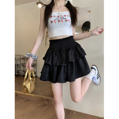 芭蕾风白色蛋糕半身裙女夏季新款A字裙短裙黑色蓬蓬裙小个子裙子 - 图2