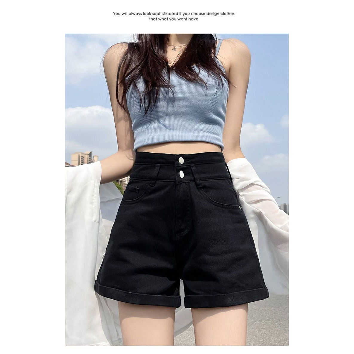 牛仔短裤女2026年夏季新款毛边破洞高腰裤子显瘦阔腿a字超热裤ins,淘宝优惠券,粉丝福利购,淘宝优惠卷