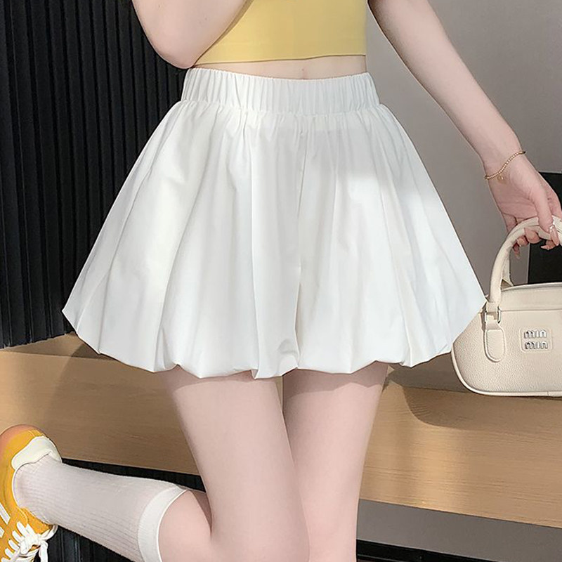 韩系花苞蓬蓬百搭短裤女夏季2026新款小个子黑色高腰阔腿休闲裤子,淘宝优惠券,粉丝福利购,淘宝优惠卷