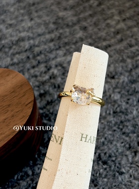 可爱爆闪KT猫闪钻无边框戒指小众设计精致可调节食指戒指环