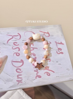 kt猫咪小红书手链百搭可爱设计感卡通猫咪手串