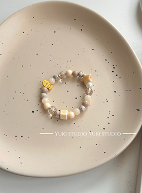 原创黄色小鱼星月情侣中式手作