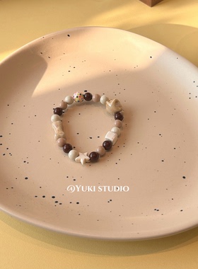 陶瓷星星花釉手链串珠骨头