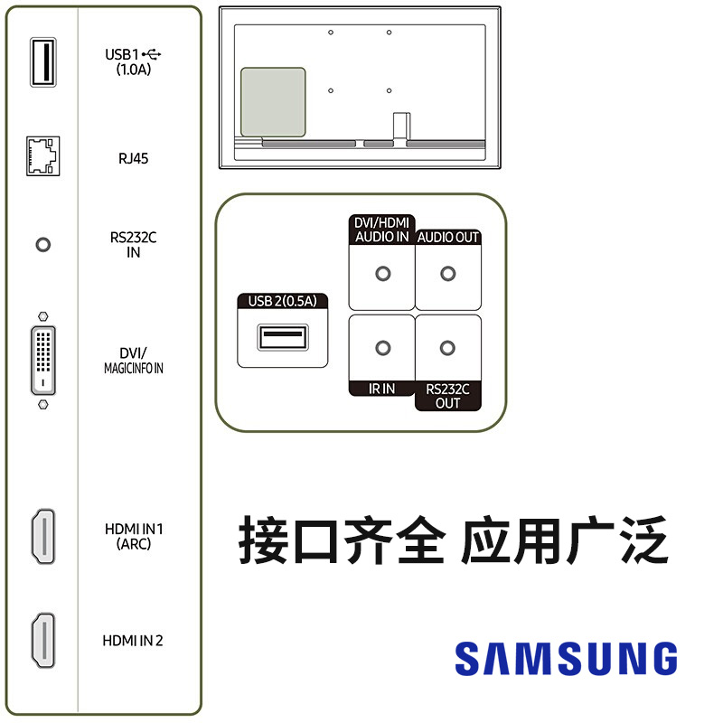 三星QB43B/50B/55B/65B/75B商用壁挂4K高清大屏显示器液晶一体机 - 图2