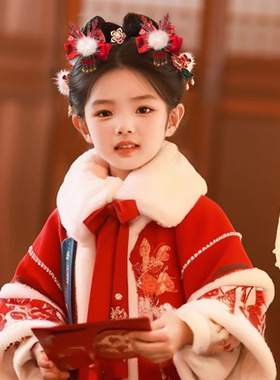 儿童新年头饰女童汉服红色古风流苏宝宝发夹中国风过年女孩子发饰