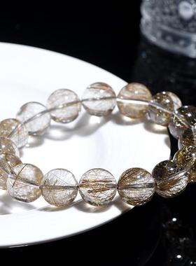 久雅水晶 天然爆闪银发晶圆珠手链 银色魔鬼发晶散珠手串厂家直销