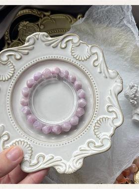 巧恩水晶天然水晶手链女紫锂辉手串小魔方可爱手工切割镜面抛光