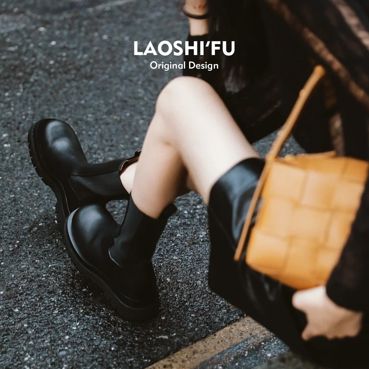 New autumn and winter thick-soled genuine leather chimney boots short boots