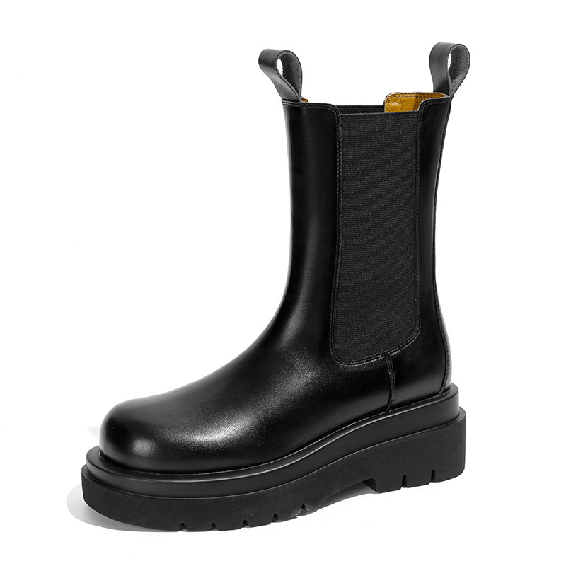 New autumn and winter thick-soled genuine leather chimney boots short boots