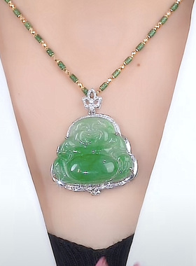 新款玉石吊坠纯银项链女款