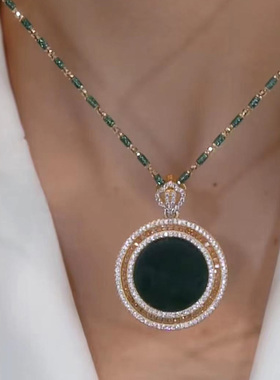 满钻吊坠项链防过敏竹节链子