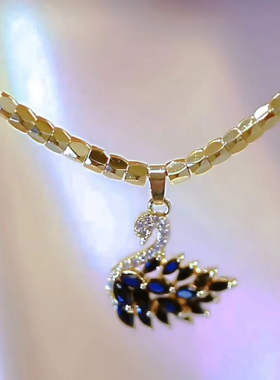 钛钢锁骨链黑色天鹅吊坠银项链