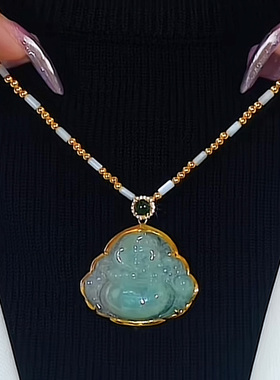 新款弥勒佛项链玉石吊坠