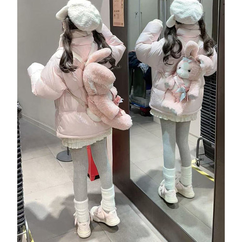 2025粉色软妹日系遮肉显瘦棉服外套女设计感小个子保暖防寒面包服 - 图0