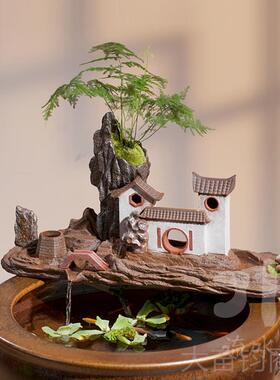 正品槽流水趣 陶创意流水器造水景配件假山石鱼循环缸摆件过瓷滤