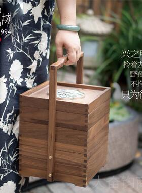正品匠心坊中式茶室装饰黑胡桃实收纳复古木盒客提厅茶道新禅意摆