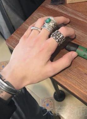 正品不同银复匠 原泰创高桥盾925纯手银开口镯古银锯齿印第安男女