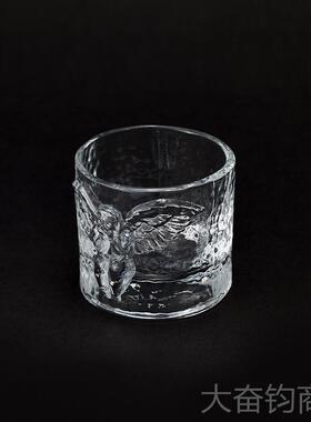 正品稀奇艺男士士术天使浮威雕冷水洋酒水玻璃杯子生日礼品盒忌装