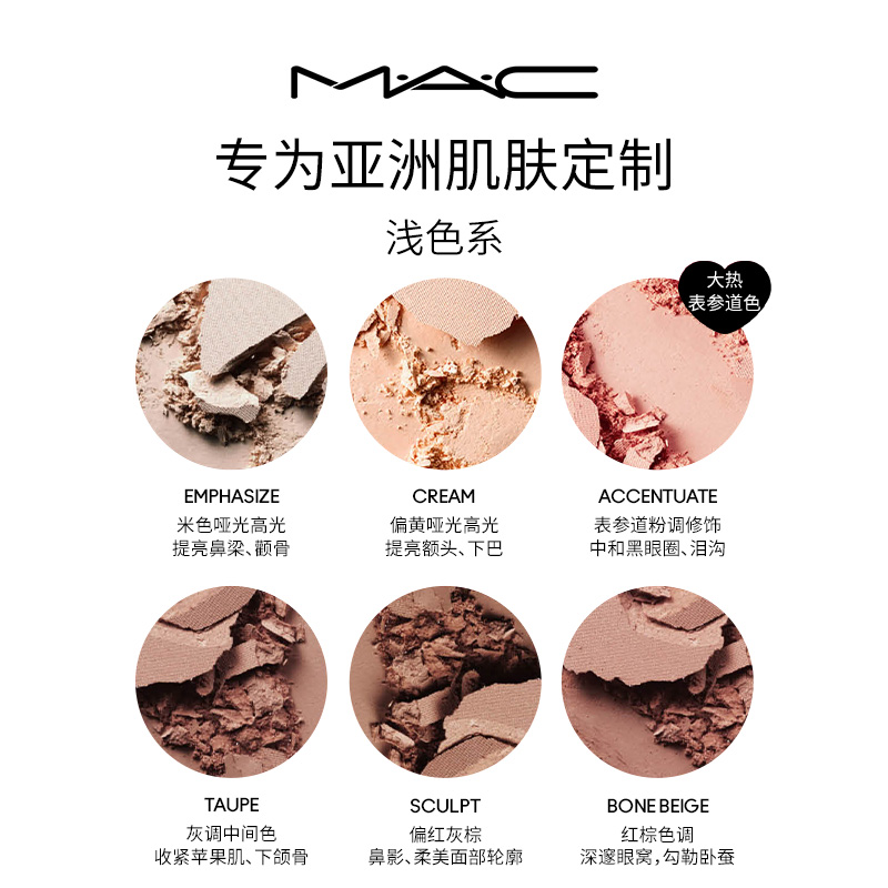 【618狂欢】MAC/魅可定制无瑕六色修容盘高光脸部提亮表参道