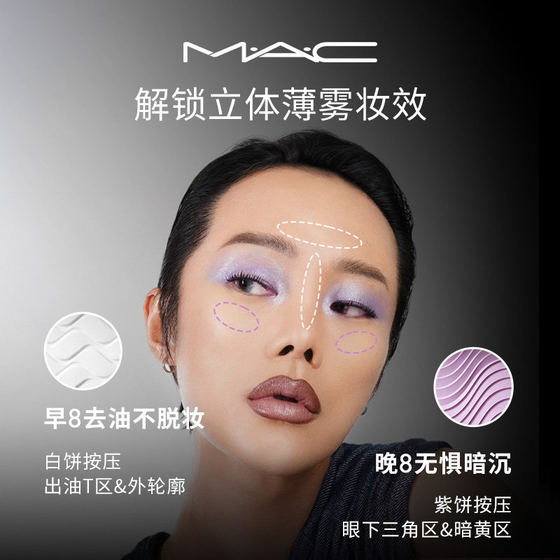 【双11抢付定金】MAC/魅可定妆紫白饼散粉粉饼去黄提亮控油不脱妆