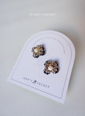 Amy's Secret·桂花花朵造型可爱日系金银白花朵小耳钉耳夹