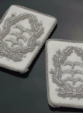 博物馆级别德空君白色领章/高仿进口金属丝领章/影视道具服饰