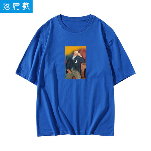 GOT7金有谦IKON金知元衣服同款T恤宽松落肩短袖纯棉印花男女上衣 - 图3