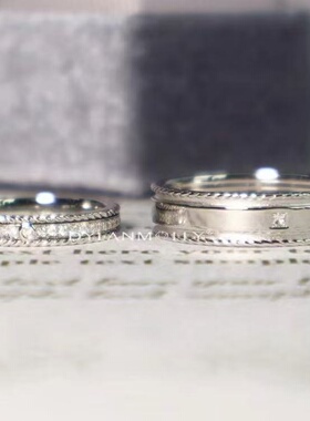 情人节礼物时光守望者情侣对戒原创戒指S925纯银镀18K金闭口戒指