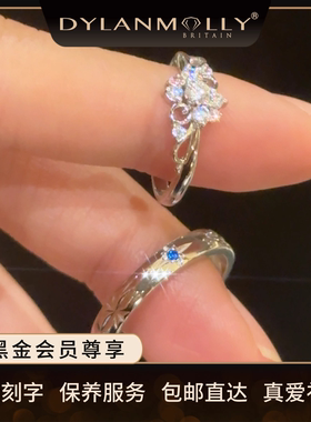 情人节礼物星河玫瑰情侣对戒原创戒指S925纯银镀18K金闭口戒指