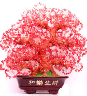 黄水晶发财树 树摇钱树水晶树和乐生财摆件多色水晶摆饰