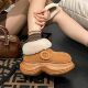 SHEGOTO Winter Small Waist Cotton Slippers Plush Women's Warm Bag and Cute Thick Sole Home and Outdoor Ins