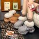 SHEGOTO Winter Small Waist Cotton Slippers Plush Women's Warm Bag and Cute Thick Sole Home and Outdoor Ins
