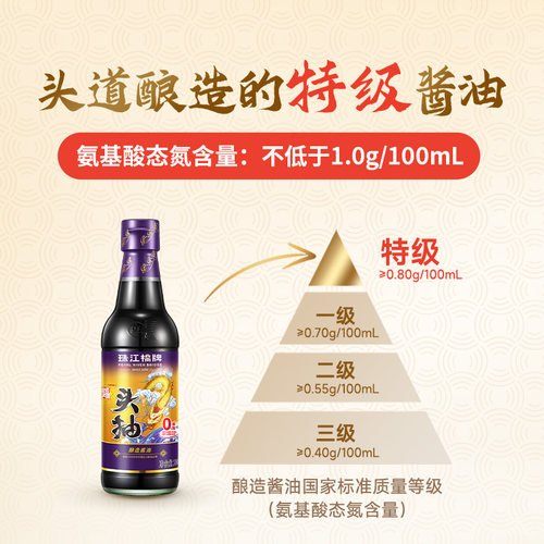 珠江桥牌御品头抽酱油酿造头抽生抽特级炒菜豉油300mlx2小瓶家用 - 图0