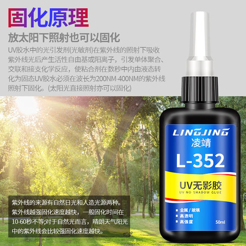 UV胶无影胶水玻璃专用强力快干粘水晶荼几亚克力紫外线固化无痕胶 - 图1