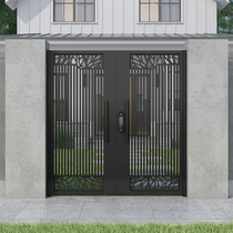 Iron Art Stainless Steel Courtyard Door Aluminum Art Villa Entrance single Double open door rural fence Wall Shutter Gate Custom