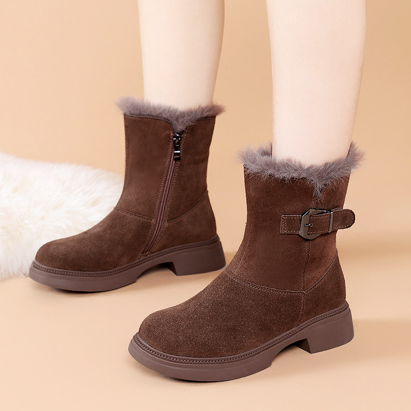 东北大棉鞋女冬加绒加厚棉靴厚底防滑皮毛一体雪地靴真皮羊毛短靴,淘宝优惠券,粉丝福利购,淘宝优惠卷