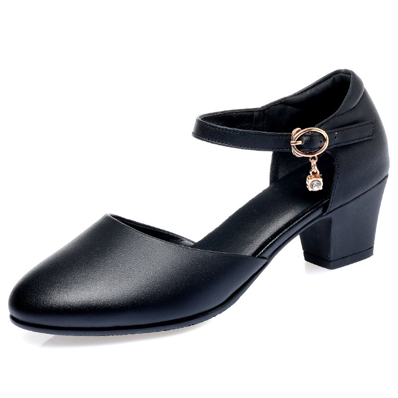 包头凉鞋女夏季真皮中跟女士皮鞋软底舒适妈妈鞋粗跟防滑大码女鞋,淘宝优惠券,粉丝福利购,淘宝优惠卷