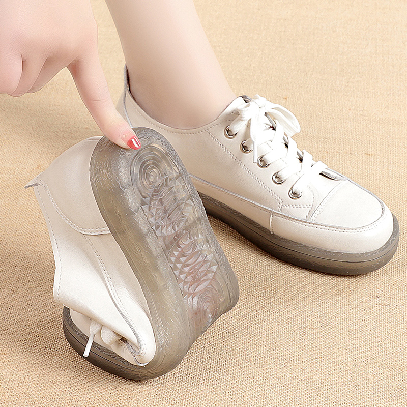 真皮小白鞋女头层牛皮2025新款女鞋软底软面皮鞋平底休闲圆头单鞋,淘宝优惠券,粉丝福利购,淘宝优惠卷