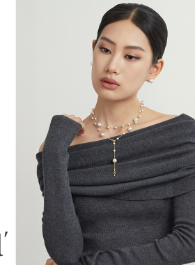 满天星仿珍珠项链女长款高级感锁骨链简约轻奢大气高档毛衣链秋冬