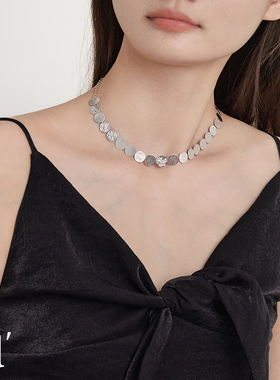 高级感小圆片短款锁骨链女