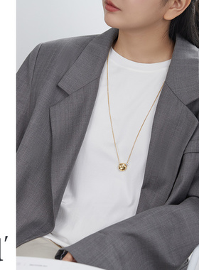 小众设计金银撞色吊坠项链女长款轻奢气质锁骨链叠戴毛衣链秋冬