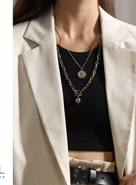 女独特长款欧美时尚百搭硬币项链