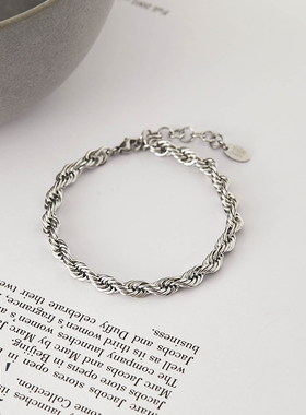 高级感简约钛钢手链女个性欧美极简素链新款小众ins夸张酷潮饰品