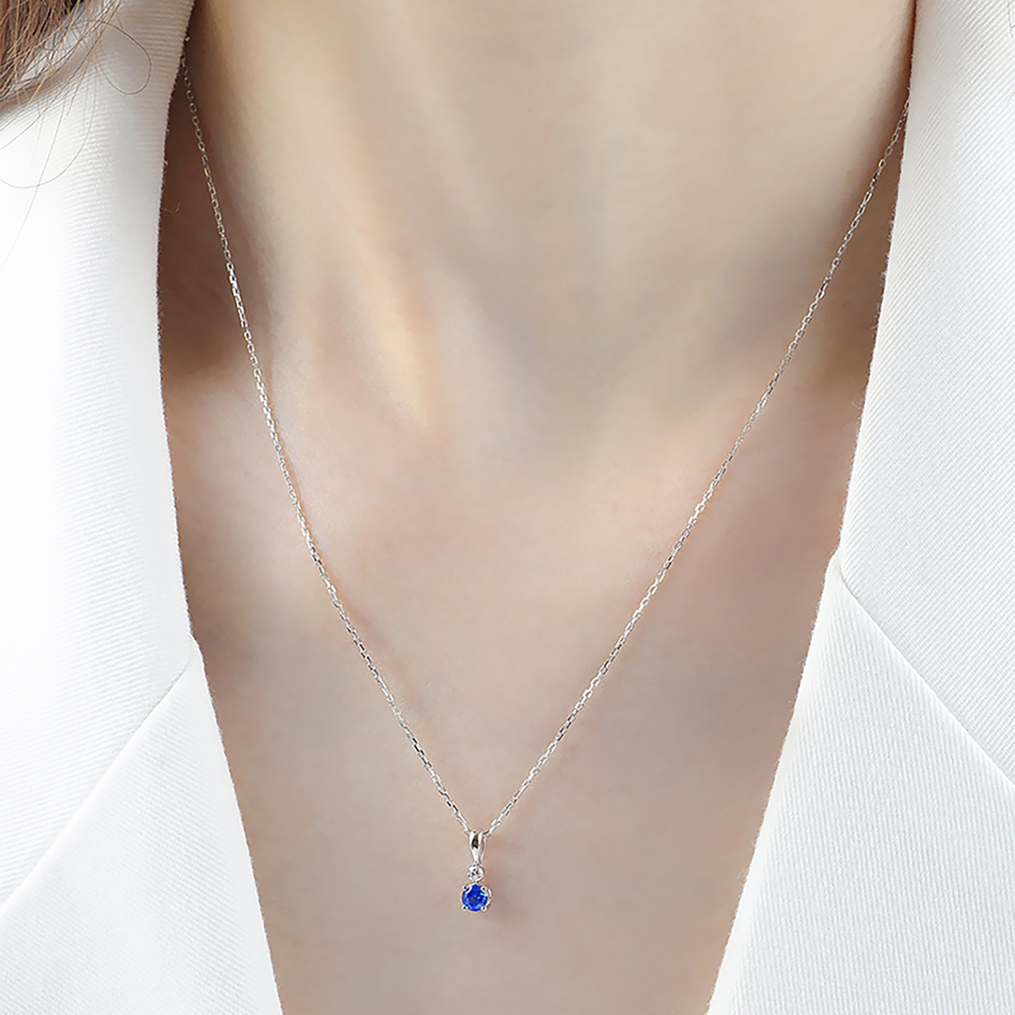 WithLove Pt950铂金圆形蓝宝石钻石吊坠轻奢时尚精致百搭女,淘宝优惠券,粉丝福利购,淘宝优惠卷