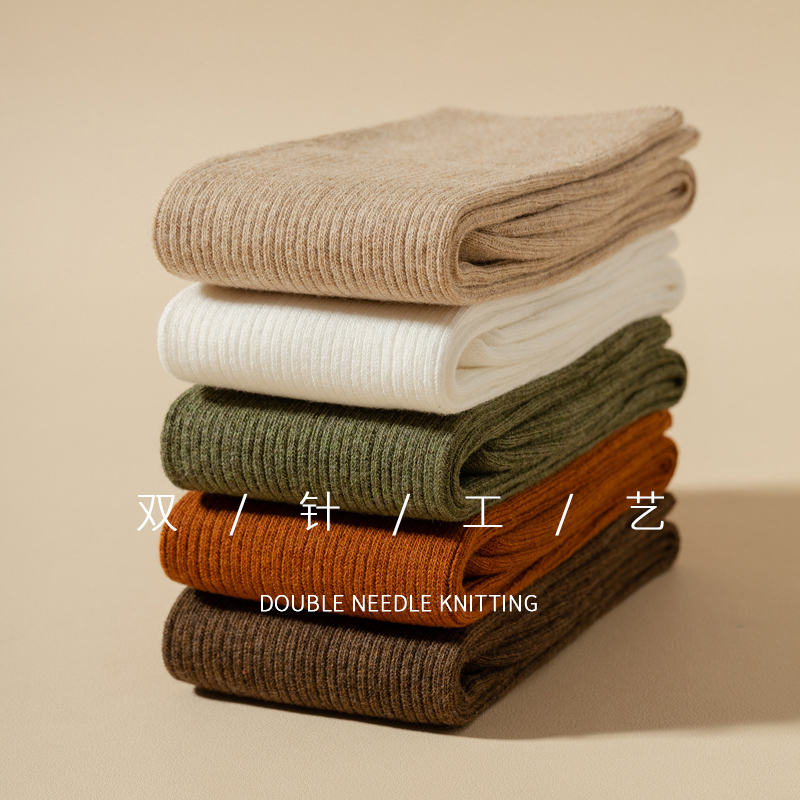 小腿袜女秋冬纯棉jk长筒袜日系棕色中筒半截半筒瘦腿高筒及膝长袜 - 图1