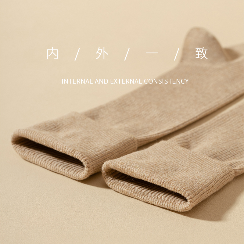 小腿袜女秋冬纯棉jk长筒袜日系棕色中筒半截半筒瘦腿高筒及膝长袜 - 图2