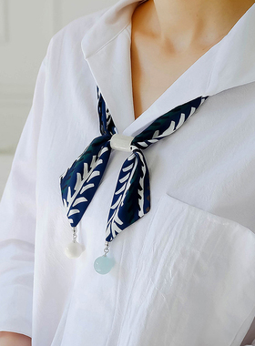 韩国AZNAVOUR/GRAIN de BEAUTE 百搭布艺丝巾 毛衣链围巾式项链