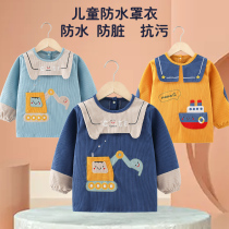 Male Baby Dining Hood Waterproof Child Apron Boy Anti-Dress Anti Dirty Long Sleeve Autumn Winter Baby Bib Hood